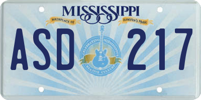 MS license plate ASD217