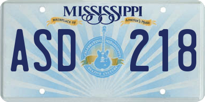 MS license plate ASD218