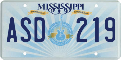 MS license plate ASD219