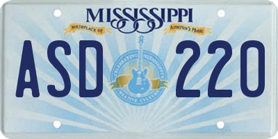MS license plate ASD220