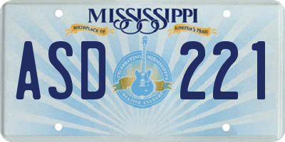 MS license plate ASD221