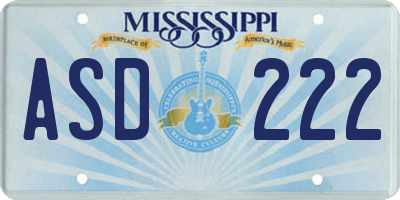 MS license plate ASD222