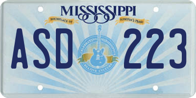 MS license plate ASD223