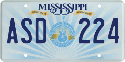 MS license plate ASD224