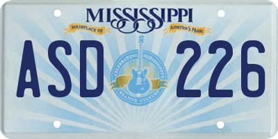 MS license plate ASD226