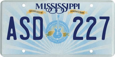 MS license plate ASD227