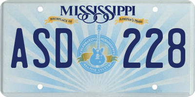 MS license plate ASD228