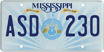 MS license plate ASD230