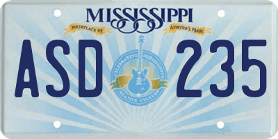 MS license plate ASD235