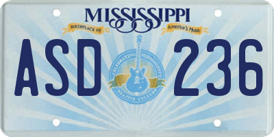 MS license plate ASD236