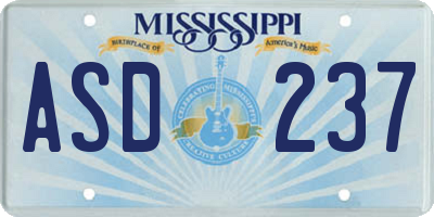 MS license plate ASD237