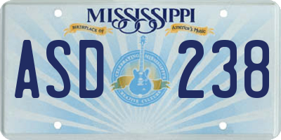 MS license plate ASD238