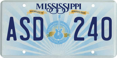 MS license plate ASD240