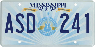 MS license plate ASD241
