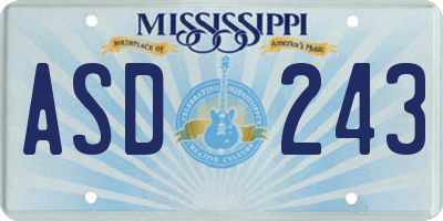 MS license plate ASD243
