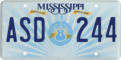 MS license plate ASD244