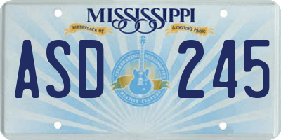 MS license plate ASD245