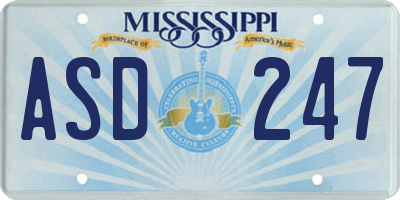 MS license plate ASD247
