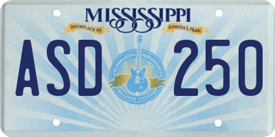 MS license plate ASD250