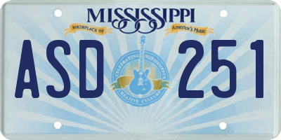 MS license plate ASD251