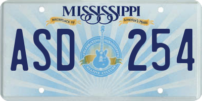MS license plate ASD254