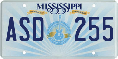 MS license plate ASD255
