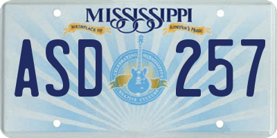 MS license plate ASD257