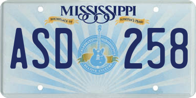 MS license plate ASD258