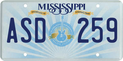MS license plate ASD259