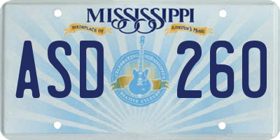 MS license plate ASD260