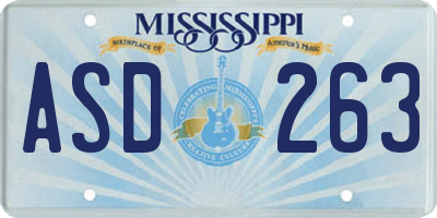MS license plate ASD263