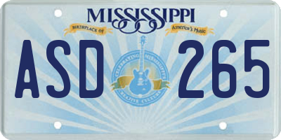 MS license plate ASD265