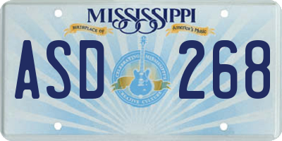 MS license plate ASD268