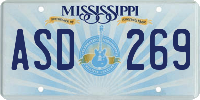 MS license plate ASD269