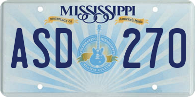 MS license plate ASD270