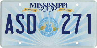 MS license plate ASD271