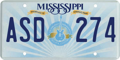 MS license plate ASD274