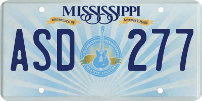 MS license plate ASD277