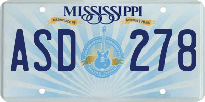 MS license plate ASD278