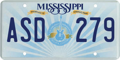 MS license plate ASD279