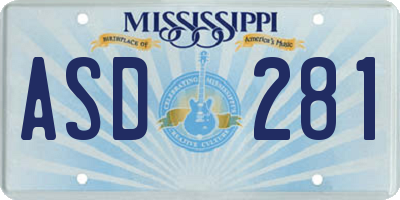 MS license plate ASD281