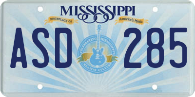 MS license plate ASD285