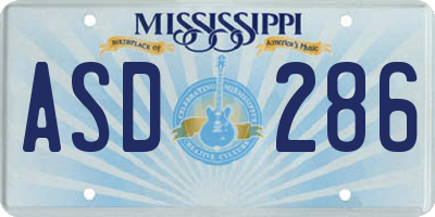 MS license plate ASD286