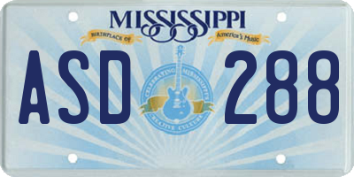 MS license plate ASD288