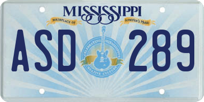 MS license plate ASD289