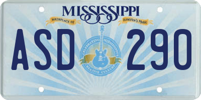 MS license plate ASD290
