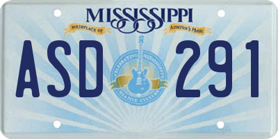 MS license plate ASD291