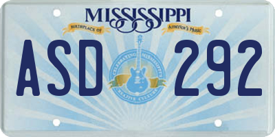 MS license plate ASD292