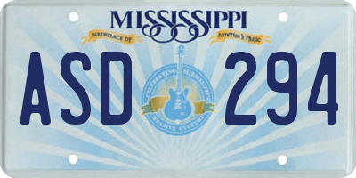 MS license plate ASD294
