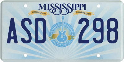 MS license plate ASD298
